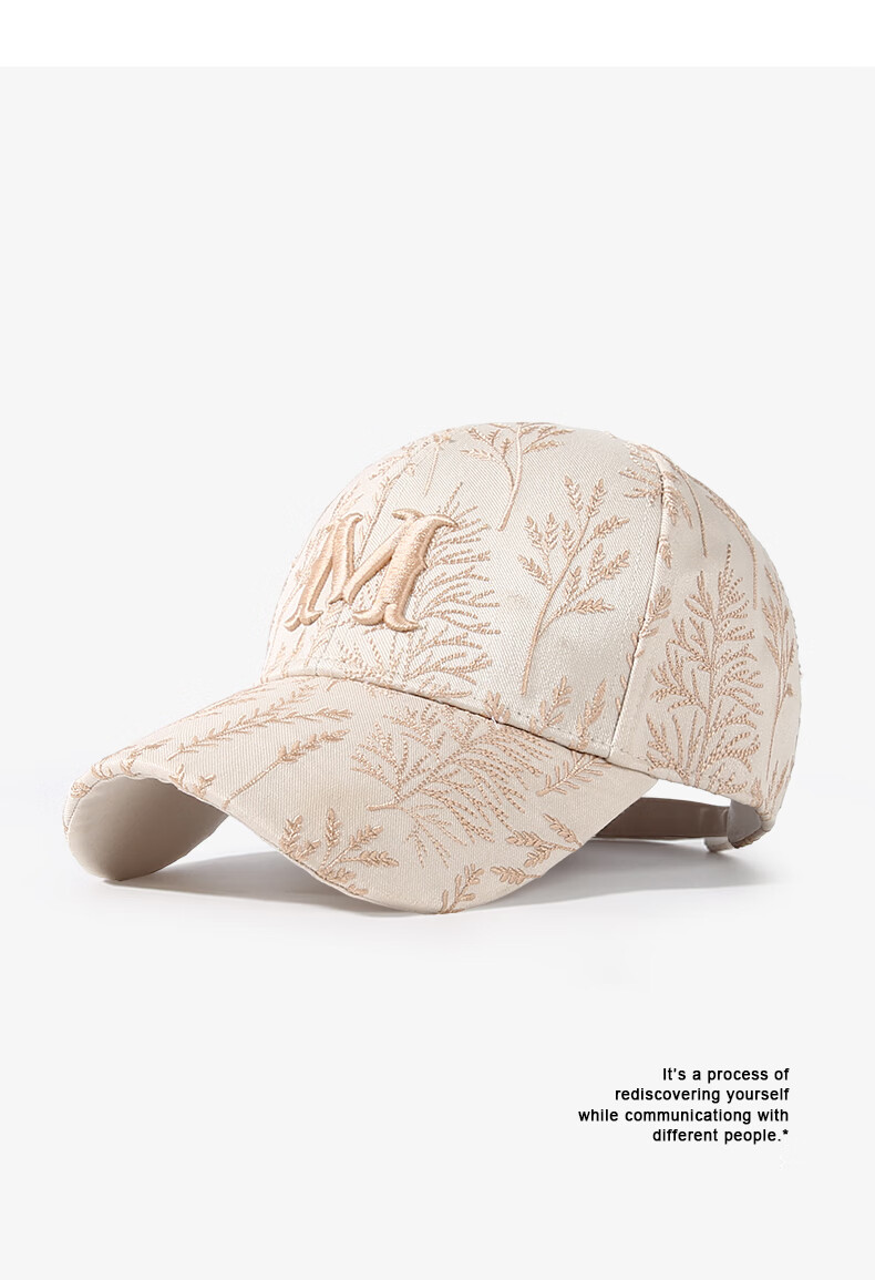 CACUSS Women's Spring Summer New Fashion Embroidered Baseball Cap Lightweight Luxury Hard Top Visor Hat Sand Beige 12