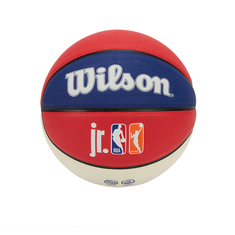 Wilson Junior NBA Lightweight Red and Blue Youth Indoor Outdoor Size 5 Basketball for Kids Ages 6-12