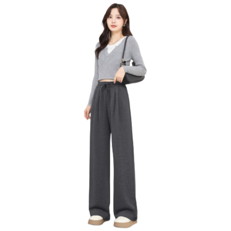 Baleno High-Quality Casual Glutinous Rice Pants for Women, New Spring And Autumn 2025 Collection, High-Waisted Draping Loose-Fit Wide-Leg Trousers with a Relaxed Style