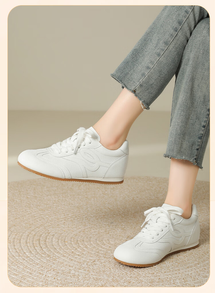 Zhuoshini Versatile White Sneakers for Women Soft Sole Sports Shoes White Size 35 (225mm) 7