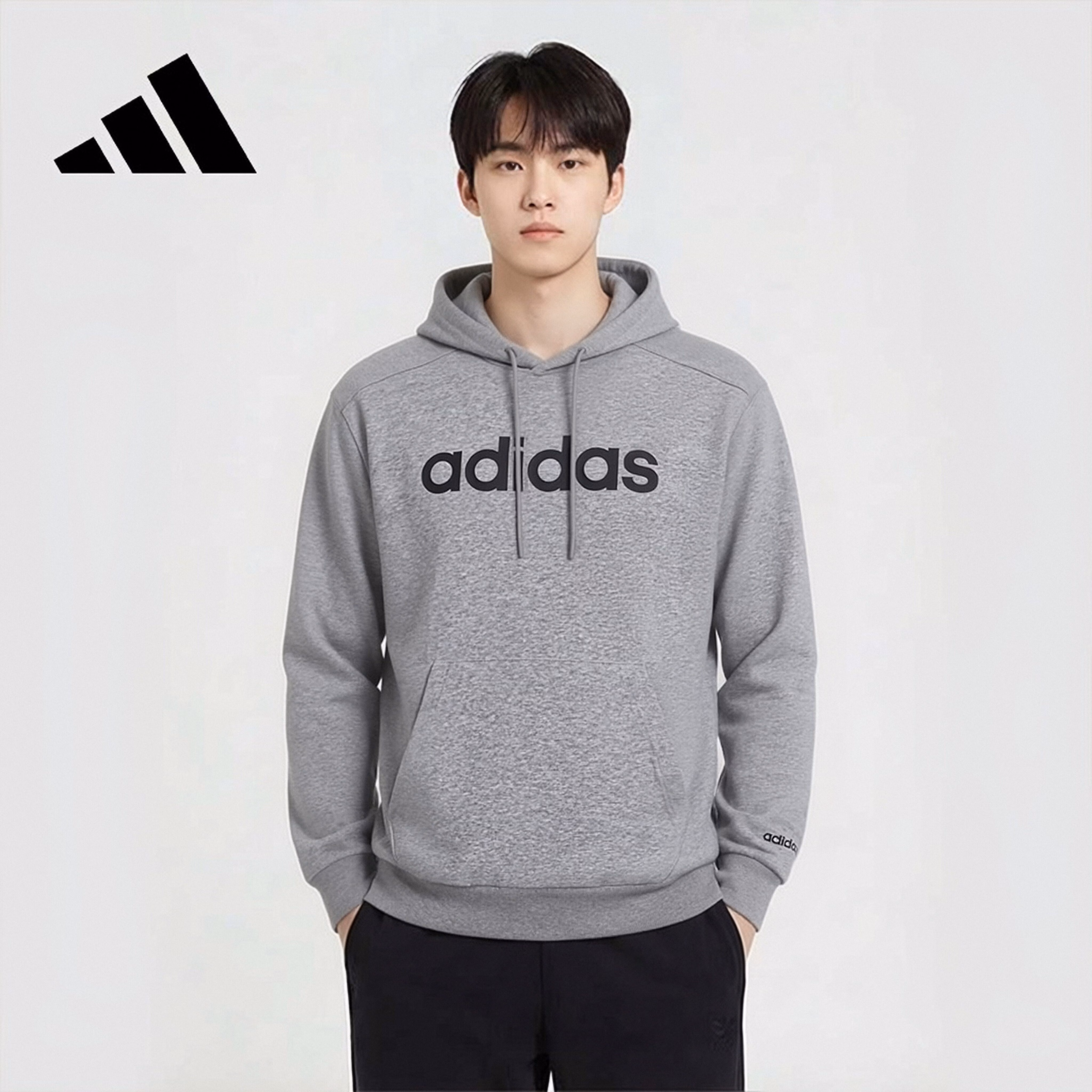 Adidas Men's Pullover Trendy Windproof Fashion Knit Hoodie JF3321