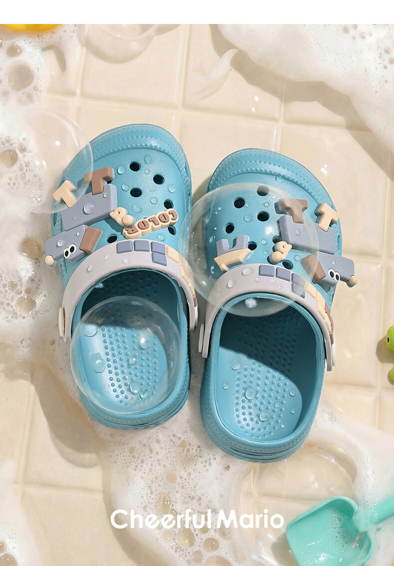 Cheerful Mario Baby Slippers Summer New Children's Home Breathable Bath Toddler Boys Girls Closed-Toe Beach Clogs 17