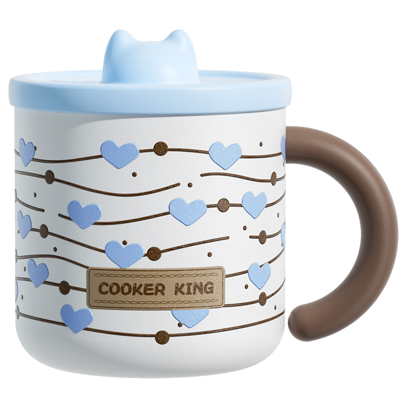 COOKER KING 316 Stainless Steel Insulated Mug, Desktop Water Cup with Scale for Office And Students, 450ml (Blue Planet)