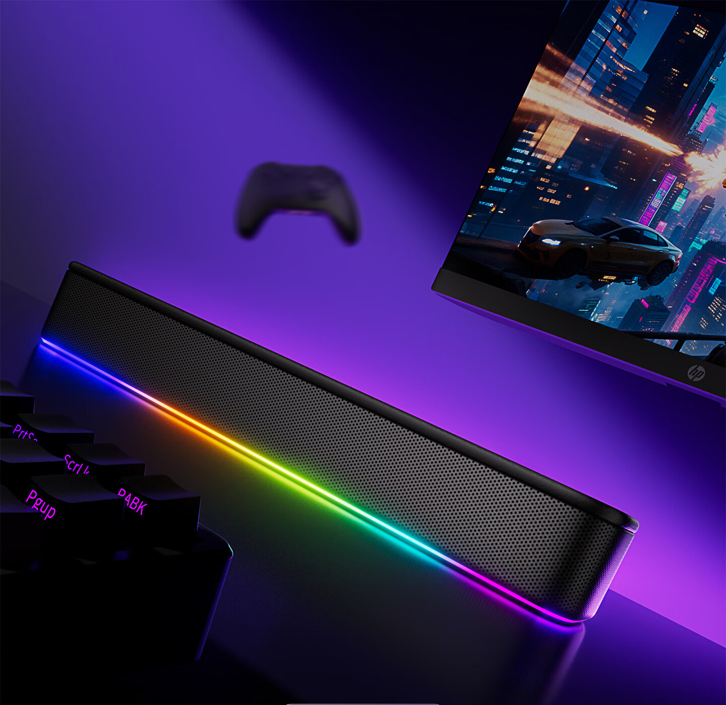 HP Konggu Bluetooth Wired Desktop Computer Subwoofer Touch RGB Gaming Soundbar Black 1