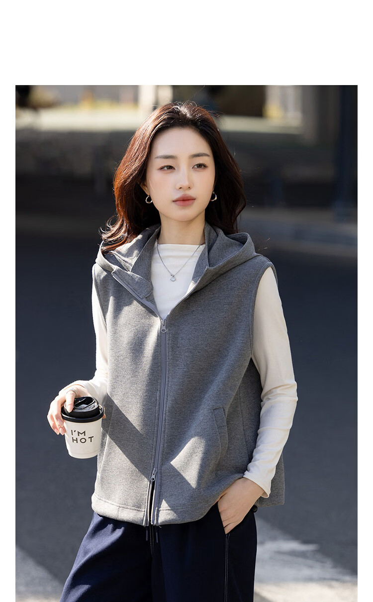 Demana Long-termism Spring Vintage Style Hooded Sleeveless Loose Slimming Concealing Petite Jacket for Women High-end Feel 10