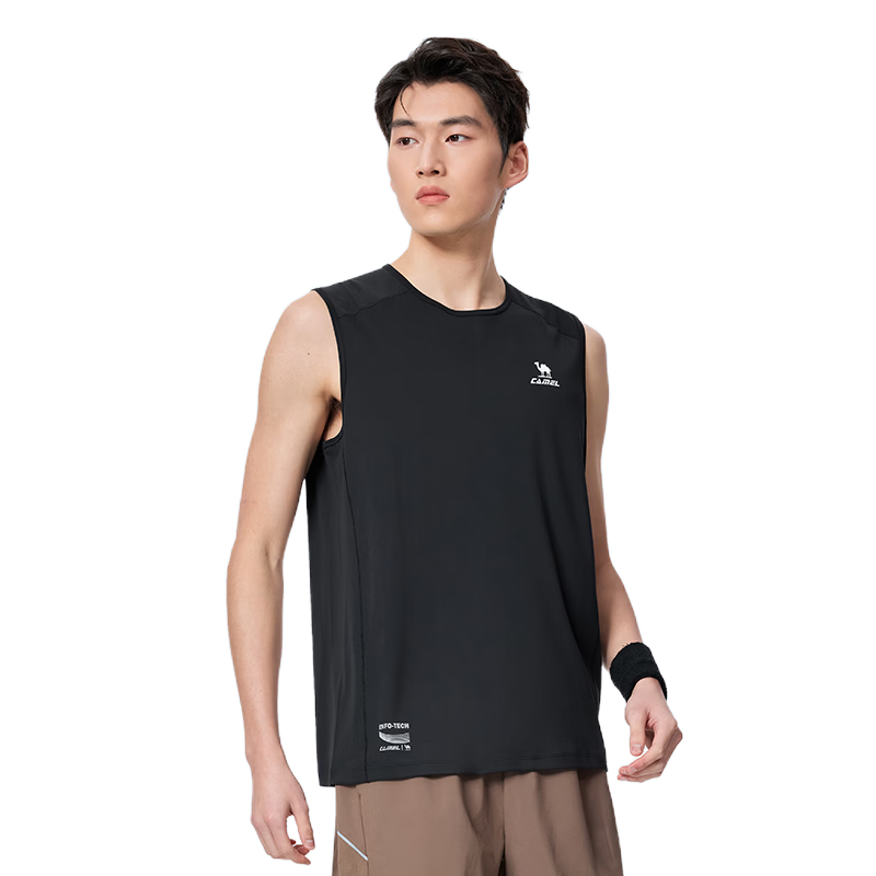 CAMEL Quick-Dry Sports Vest Men Running Basketball Training Sleeveless T-Shirt C16BAYL6005 Phantom Black XXL