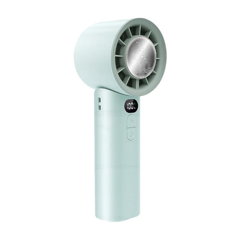 COMIX Handheld Ice Cooling Mini Fan 2026 New Ice Ceramic Cooling Foldable Fan 100-Speed High Wind Hair Dryer Smart Digital Display Rechargeable Portable Long Battery Life Gift LC002 Green