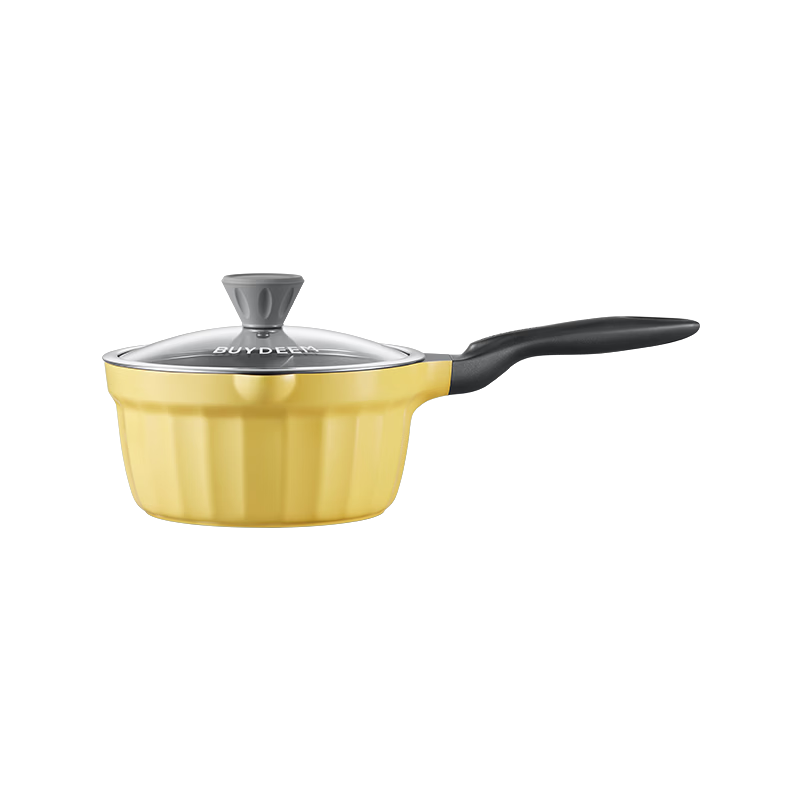 Buydeem 20cm Fluoride-Free Ceramic Non-Stick Milk Pot Soup Pot Baby Food Cooking Pot Light Yellow