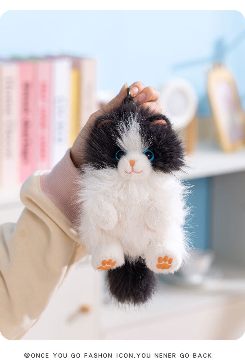 WELTSTON Plush Toy Cat Doll Stuffed Animal Pillow Gift for Girls' Birthday Present, White Cat Figurine 10