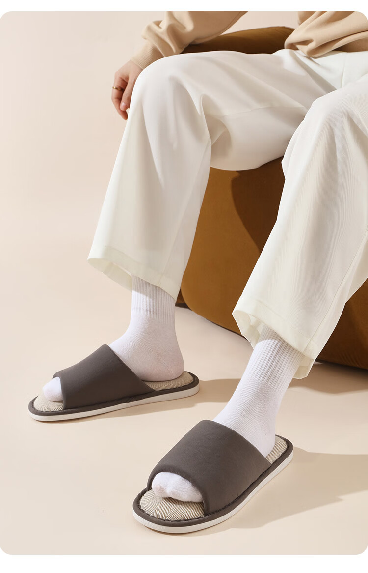 Jiayi Linen Slippers Unisex Lightweight Simple Breathable Home Four Seasons Gray 37-38 JY923 5