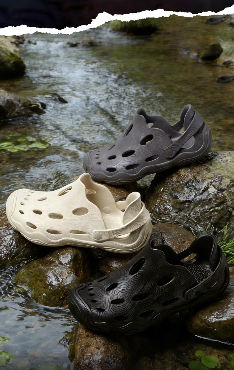 JD Jingzao Contour Hole Sandals Summer Slippers Unisex Non-Slip Outdoor Water Shoes Cement Gray Size 41 5