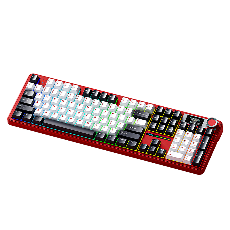 AULA F108pro Custom Mechanical Keyboard, Wireless Bluetooth Tri-Mode, Display Screen, Gasket Structure, RGB Lighting Effects, 108 Keys for Computer Gaming And Office Use, Zhu Yan Dai Feng Ling Switches