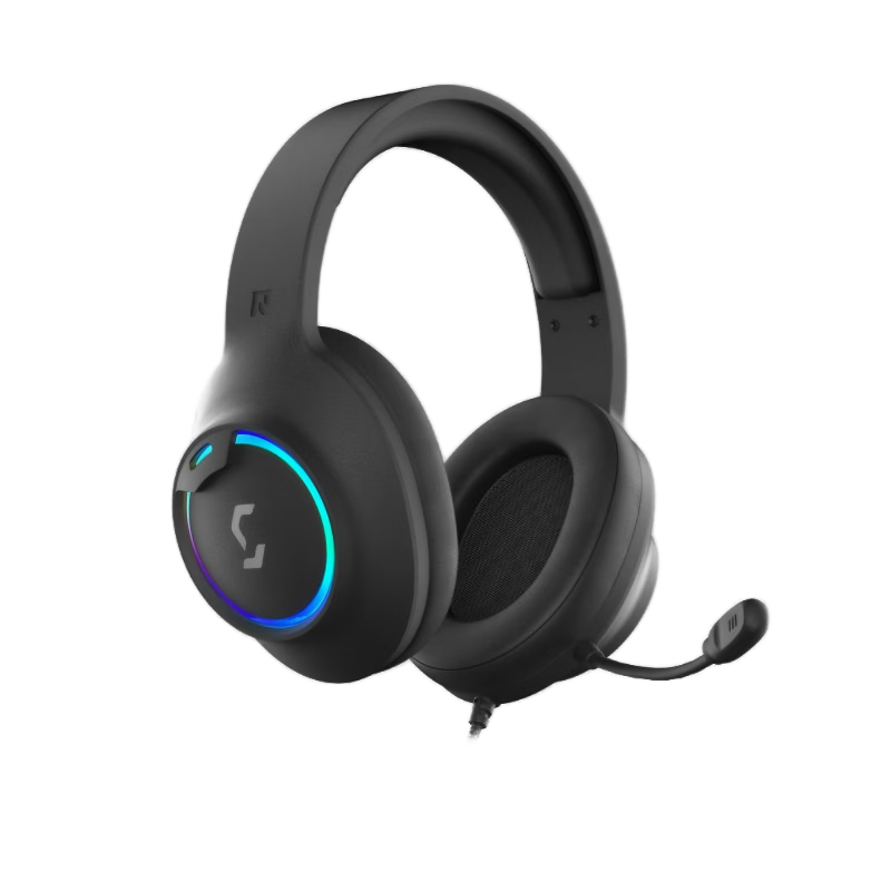 COLORFIRE Rainbow Computer Headphones Over-Ear Wired Gaming Headset USB Esports Headset with Mic and Inline Control for PUBG Delta Operation CS Valorant S2 Black