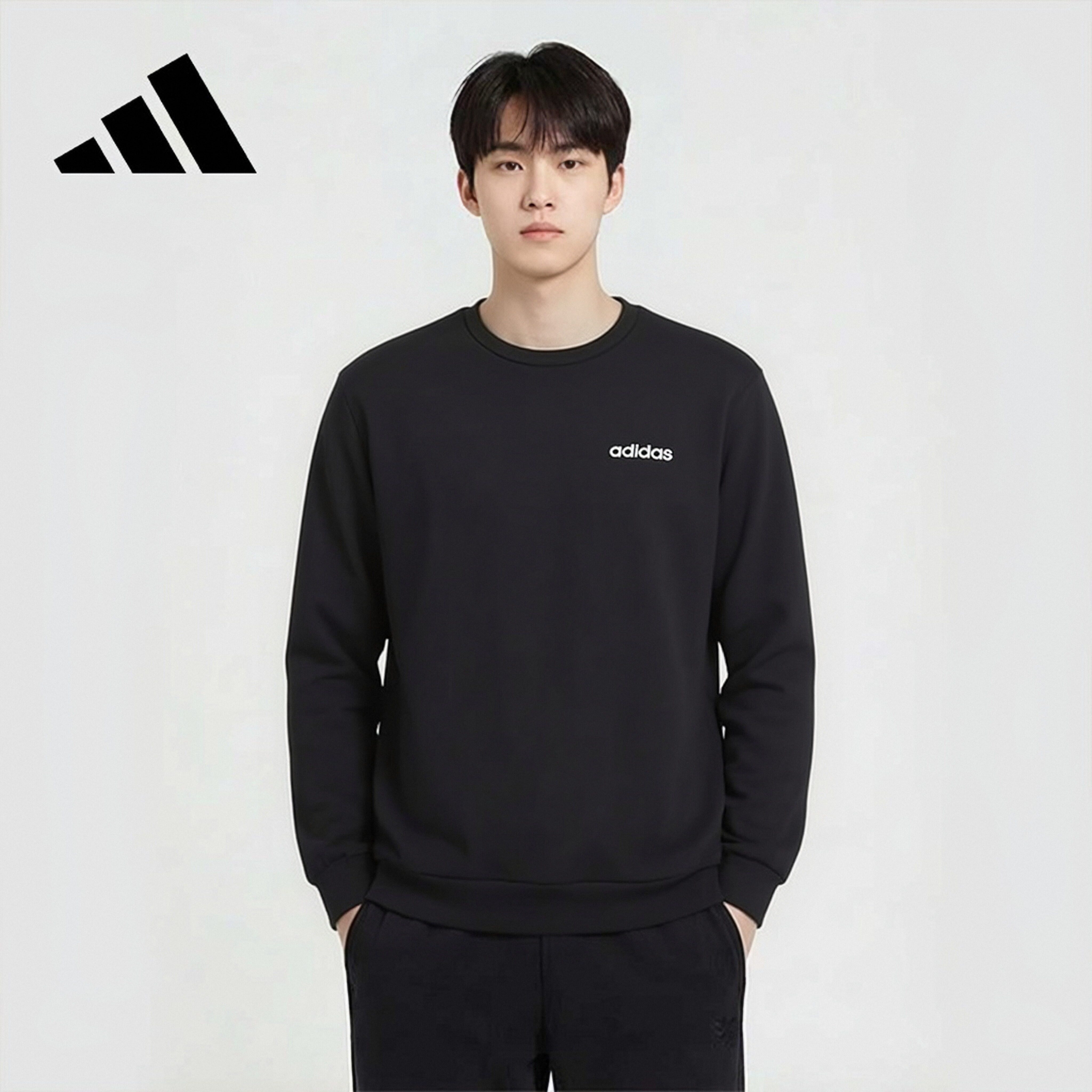 Adidas Men's Pullover Sports Fashion Comfortable Skin-friendly Quick-dry Polyester Sweatshirt JM9808