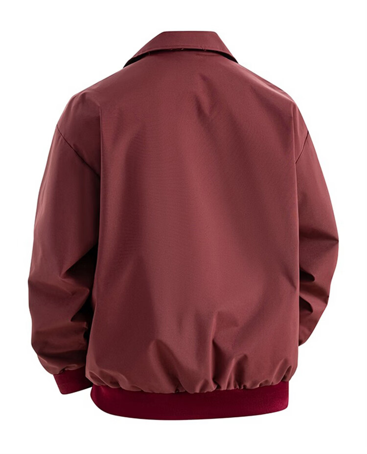 JEEP SPIRIT Men's American Functional Workwear Jacket Spring Premium Baseball Jacket Wine Red 2XL 8