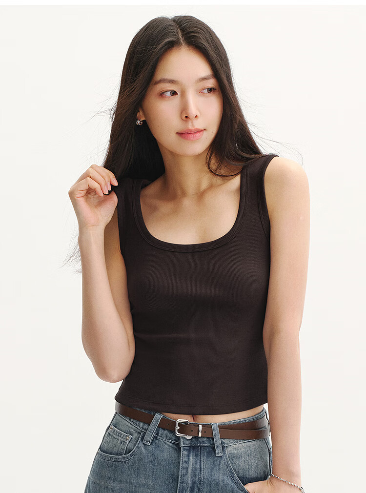 Semir Women's Summer Sleeveless Crop U-Neck Solid Color Cooling Slim Fit Inner Top 2026 Style Versatile Shirt 109326102003 9