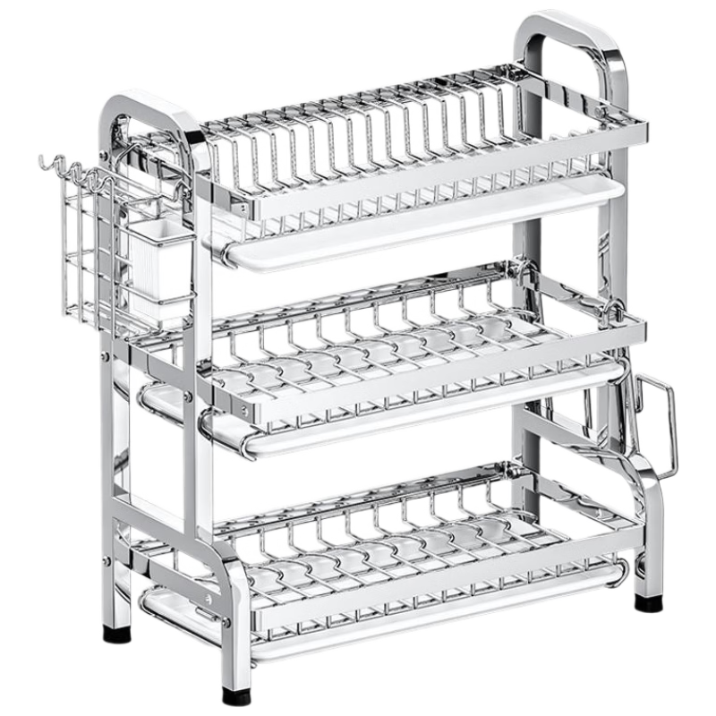 Jingyan Kitchen Stainless Steel Dish Rack Multifunctional Bowl and Chopstick Storage Box Bowl Cabinet Organizer