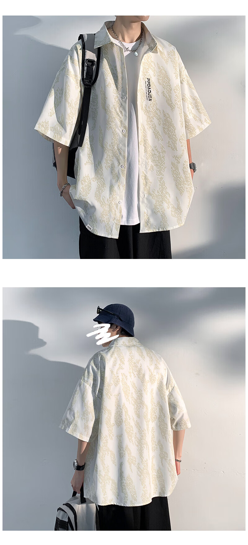 MARK FAIRWHALE Men's Short-Sleeve Shirt, Summer Collared Half-Sleeve Top, Loose Casual Wear Jacket, White, XL 10