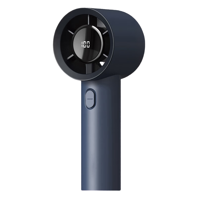COMIX Handheld Mini Fan Portable Long Battery Life 2026 New LED Display High-Speed Hair Dryer 100-Level Stepless Wind Type-C Charging Small Fan Gift LC001 Blue