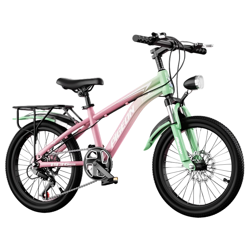 Feige Children's Bicycle 6-12-18 Years Old Youth Mountain Bike Boys Girls Student Bike Pink Green 22-Inch Gear Spoke