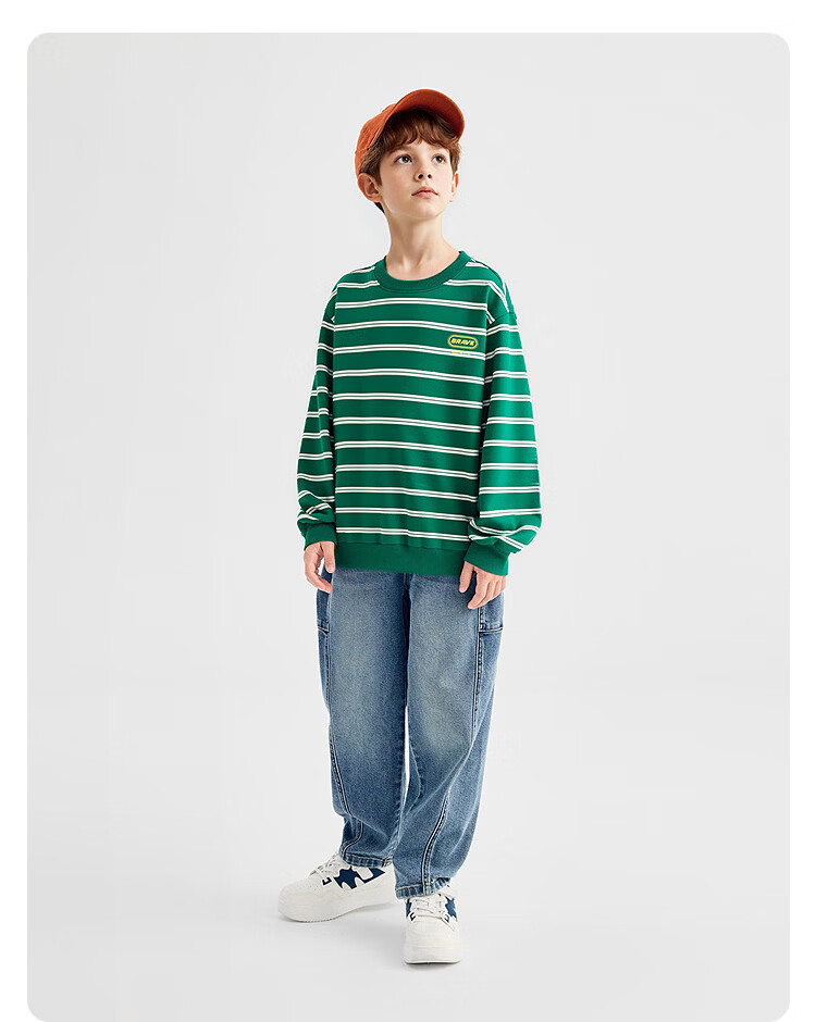Balabala [balaOne] Kids Long Sleeve Hoodie Boys Girls 2026 Spring Striped Top Trend 14