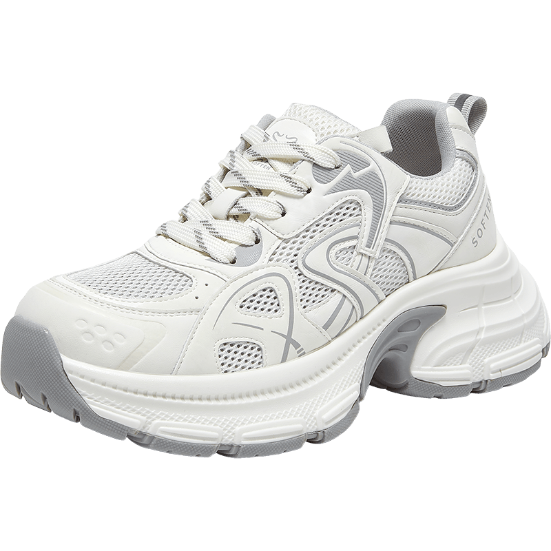 BASTO 26 Summer Dad Shoes Trendy Height-Increasing Sports Casual Shoes for Women B8896BM6 Beige/Grey Size 38
