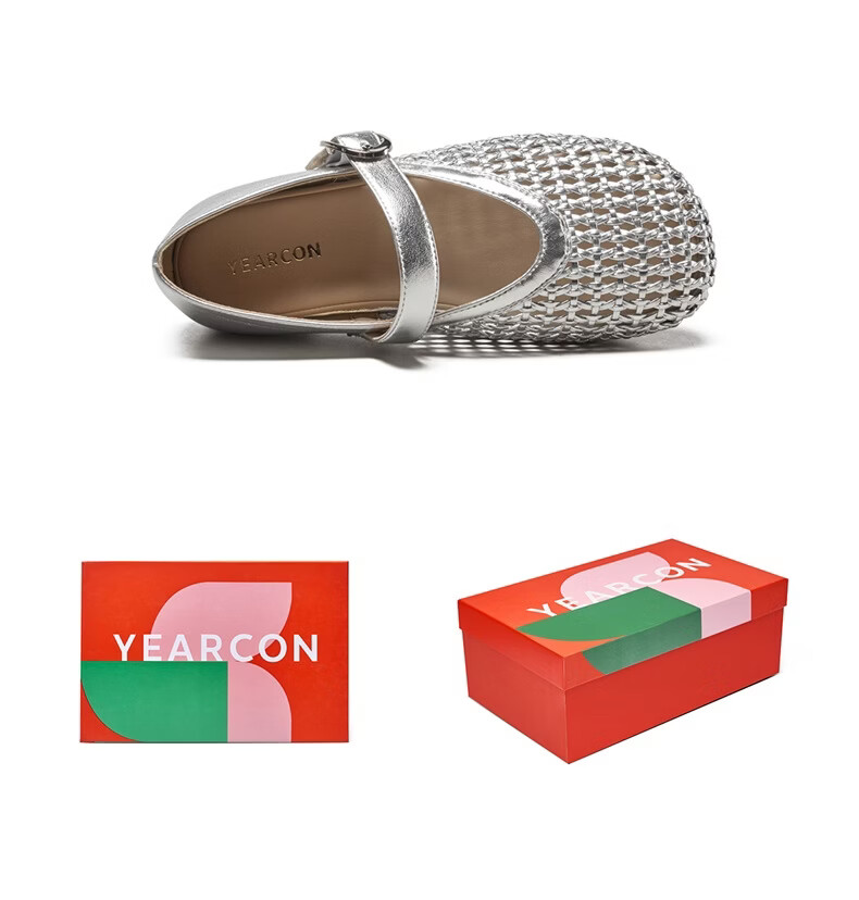 Eierkang Women's Spring Summer Hollow Woven Breathable Mary Jane Flat Shoes 29421W Silver Size 35 8