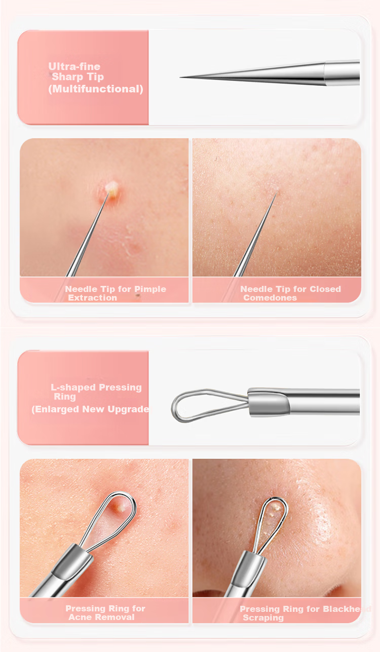 Yefili Two-Piece Set Ultra-Pointed Dolphin Clip Cell Clip Blackhead Extractor Acne Needle Eyelash Tweezers Pimple Cleaning Acne Removal Tool 9