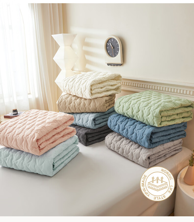 Hongdou Class A Fitted Sheet Full Coverage Mattress Protector Thickened Quilted Bed Sheet Mattress Cover 150*200cm Xi Bai 7