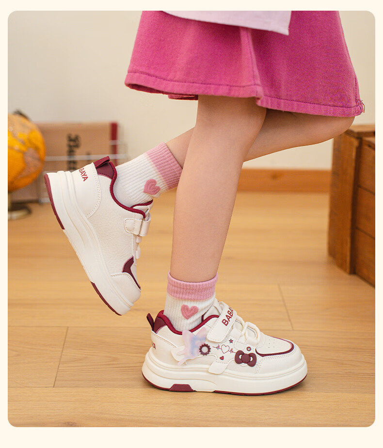Baba Duck Girls' Casual White Sneakers Spring Autumn Princess Shoes Children's Sports Shoes 51823 White Purple Size 27 12