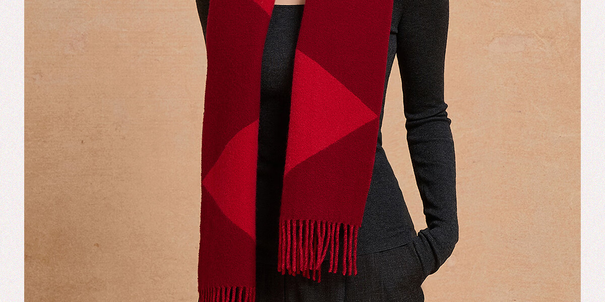 Wanshili Autumn Winter Warm Wool Scarf Unisex Neck Warmer Gift Box Geometric Pattern Brown 36