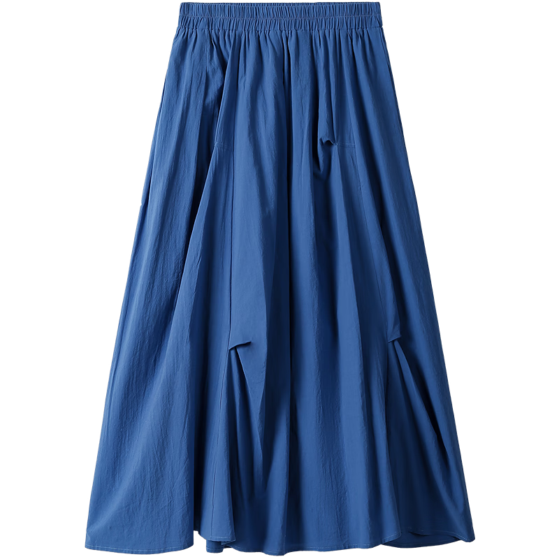 INMAN INMAN [Runway Style] Blue And White Porcelain Irregular Midi Skirt, Summer 2026, Blue, Size L