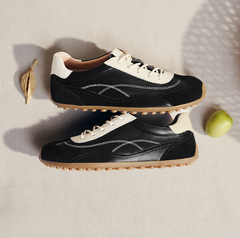 Senda Cai Wenjing Same Style Milk Leather Training Shoes Women 2026 Spring New Lambskin Casual Sneakers 4XV23 Beige Size 36 14