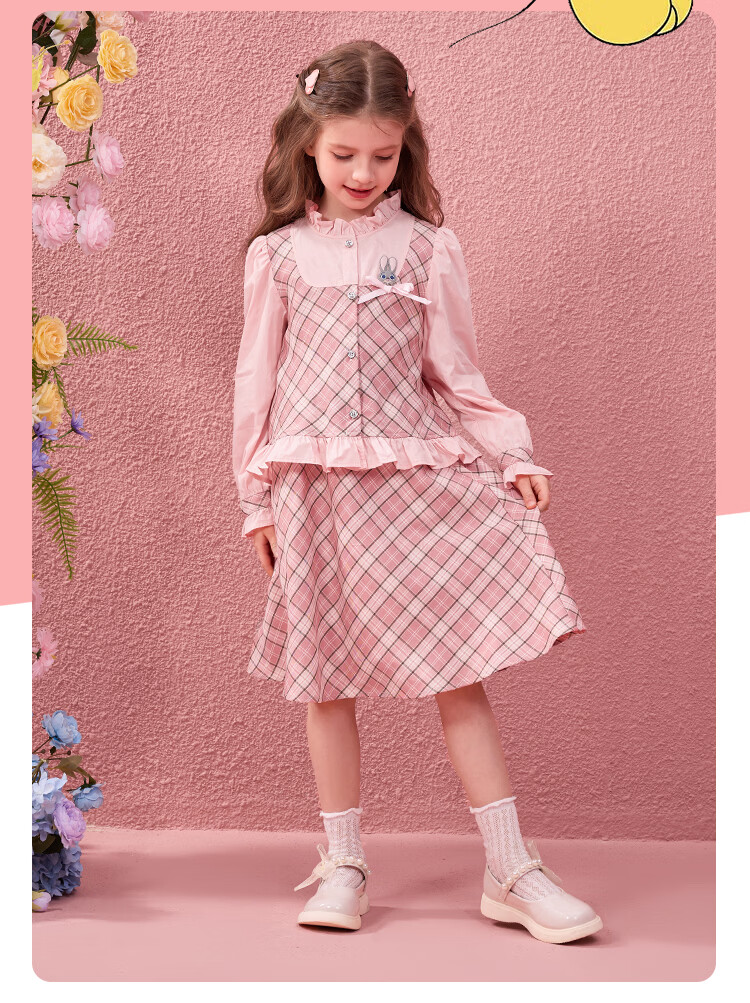 Disney Girls' Spring Autumn 2026 New Stylish Rabbit Police Officer Two-Piece Set with Cardigan Shirt and Skirt 15