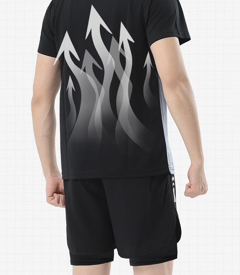 VICTORIATOURIST Men's Summer Running Sports Set Quick-Dry Ice Silk Short Sleeve T-Shirt and Shorts Fitness Badminton Training Apparel 6