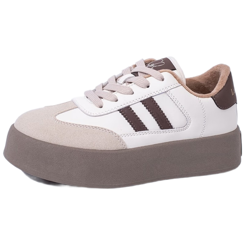 La Chapelle Women's Shoes, New Versatile Casual Sneakers with Thick Soles - 3303, Brown, Size 35