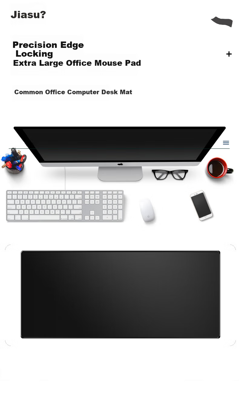 Jiasu Gaming Mouse Pad Computer Desk Mat Large Precision Edge-Locked Gaming Mouse Pad 300x600mm Black 1