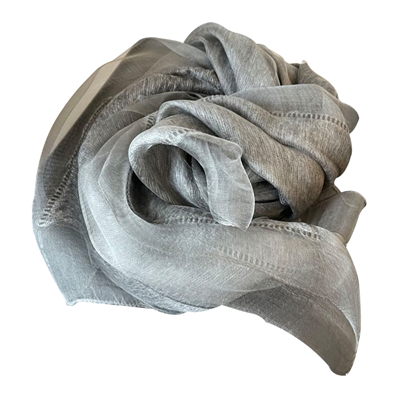 Lagur Lightweight Thin Double-Layer Silk Blend Beige Scarf Shawl for Women Spring Fashion Wrap Black Gray