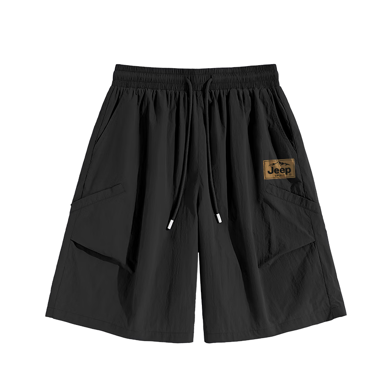 JEEP SPIRIT Men's American Style Casual Shorts Summer Sun Protection Lightweight Breathable Cargo Shorts Youth Casual Five-Point Pants
