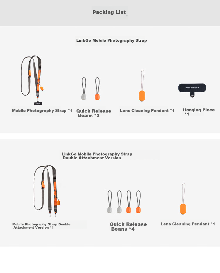 PGYTECH Dandelion Mobile Phone Strap Photography Harness LinkGo Dual Attachment Anti-Lost Adjustable Neck Strap for iPhone 17 Star Flame Black 9
