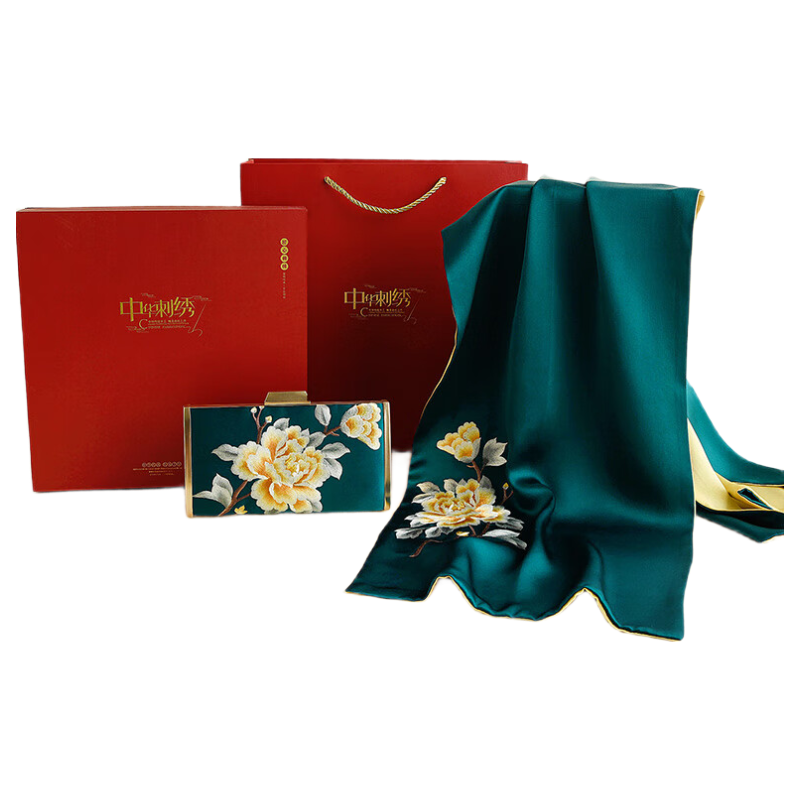 Hangsilu Silk Scarf And Bag Set, Mulberry Silk Women's Shawl, Birthday Gift for Mom Or Teacher on Mid-Autumn Festival