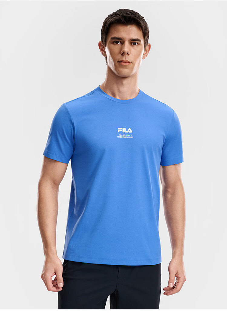 FILA Official Men's Knitted Short Sleeve Shirt 2026 Summer Fitness Sports Basic Moisture-Wicking Quick-Dry T-Shirt 46