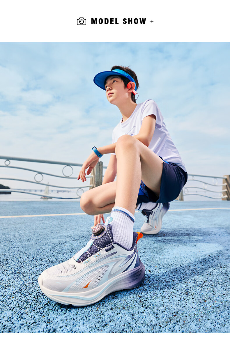 ERKE Kids Breathable Sports Shoes Boys and Girls Children's Cushioning Durable Running Shoes Microcrystalline White/Snow Cream/Aqua Green Size 36 30