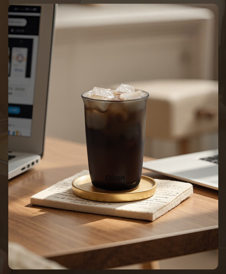 CLITON Smoke Gray Glass Coffee Cup Iced Americano Latte Cup Cold Drink Transparent Glass Water Cup Beverage Tea Cup 10