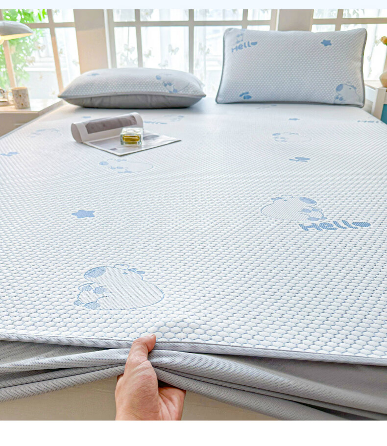 MUJI Class A Summer Cooling Ice Silk Bed Sheet Three-Piece Set 1.8x2m Double Full-Cover Bed Skirt Mattress Protector 5