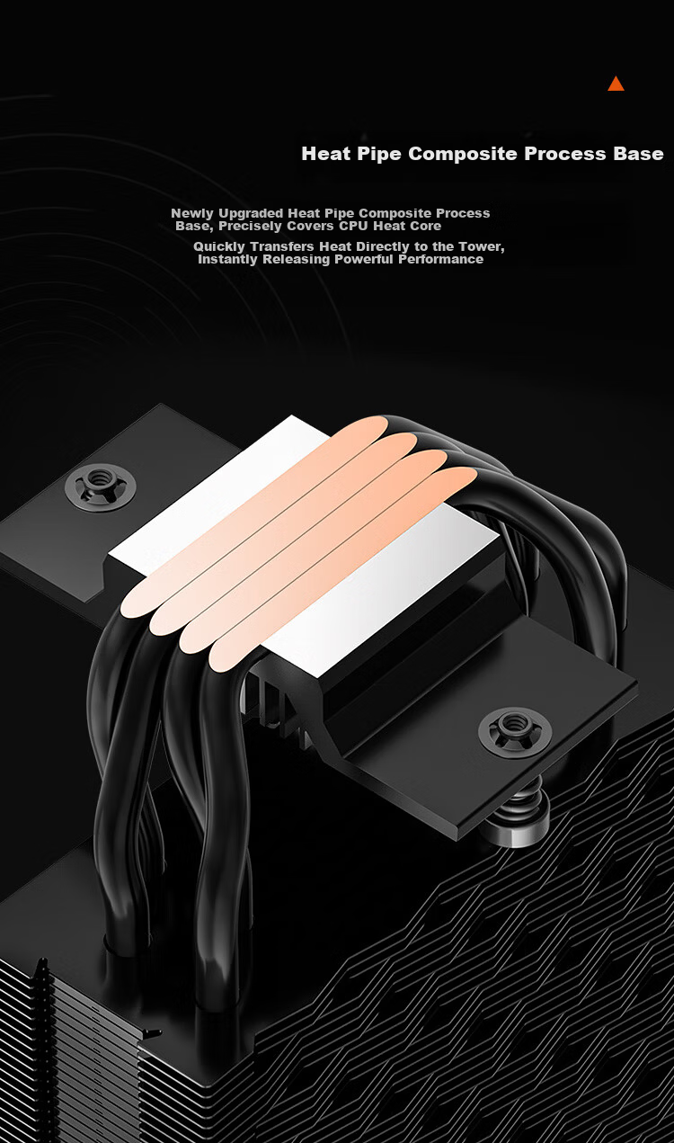 PCCOOLER RT400 ARGB Black CPU Air Cooler (4 Heat Pipes/High-Performance Fan/Triangular Wave Fins/Supports 1851 AM5) 3