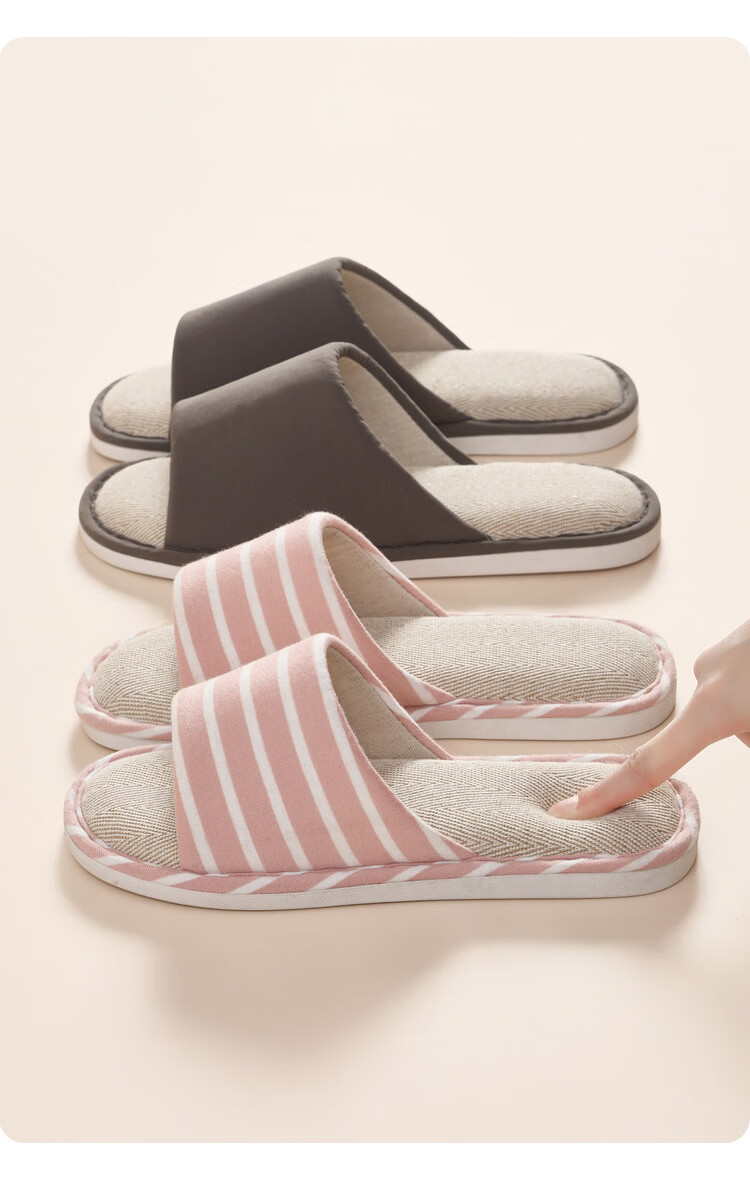 Jiayi Linen Slippers Unisex Lightweight Simple Breathable Home Four Seasons Gray 37-38 JY923 4