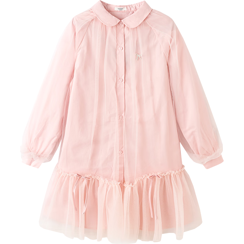 Balabala [balaOne] Kids Children's Dress Girls 2026 New Spring Shirt Mesh Skirt Short Skirt