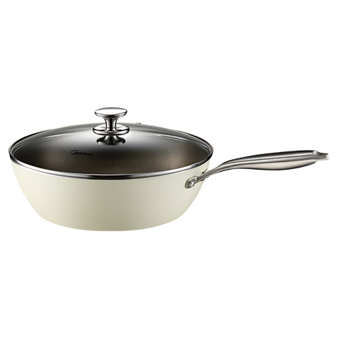 Midea Non-Stick Titanium Wok 30cm Flat Bottom Frying Pan Compatible with Induction Cooker