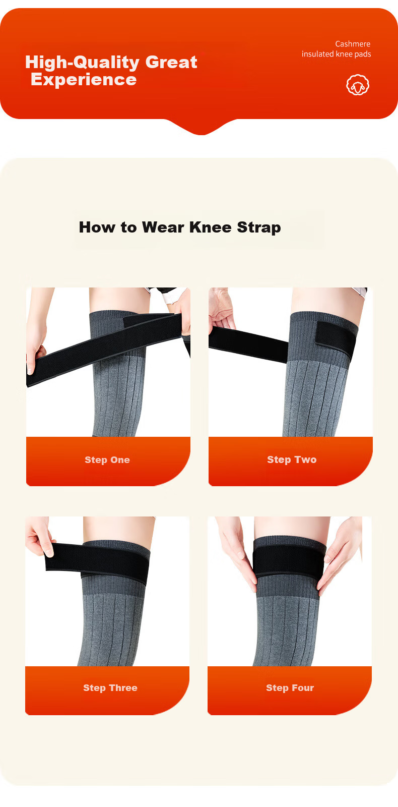 Langsha Cashmere Knee Warmers Thickened Fleece Knee Support Cold Protection Leg Sleeves for Men and Women, Autumn Winter, Middle-aged and Elderly 8